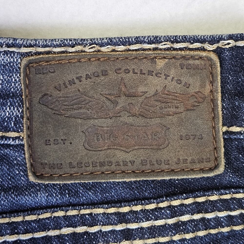 BIG STAR Liv Jean 27L Tall Bling Thick Stitch Western Blue Denim Cowgirl 31x34 - Picture 8 of 16